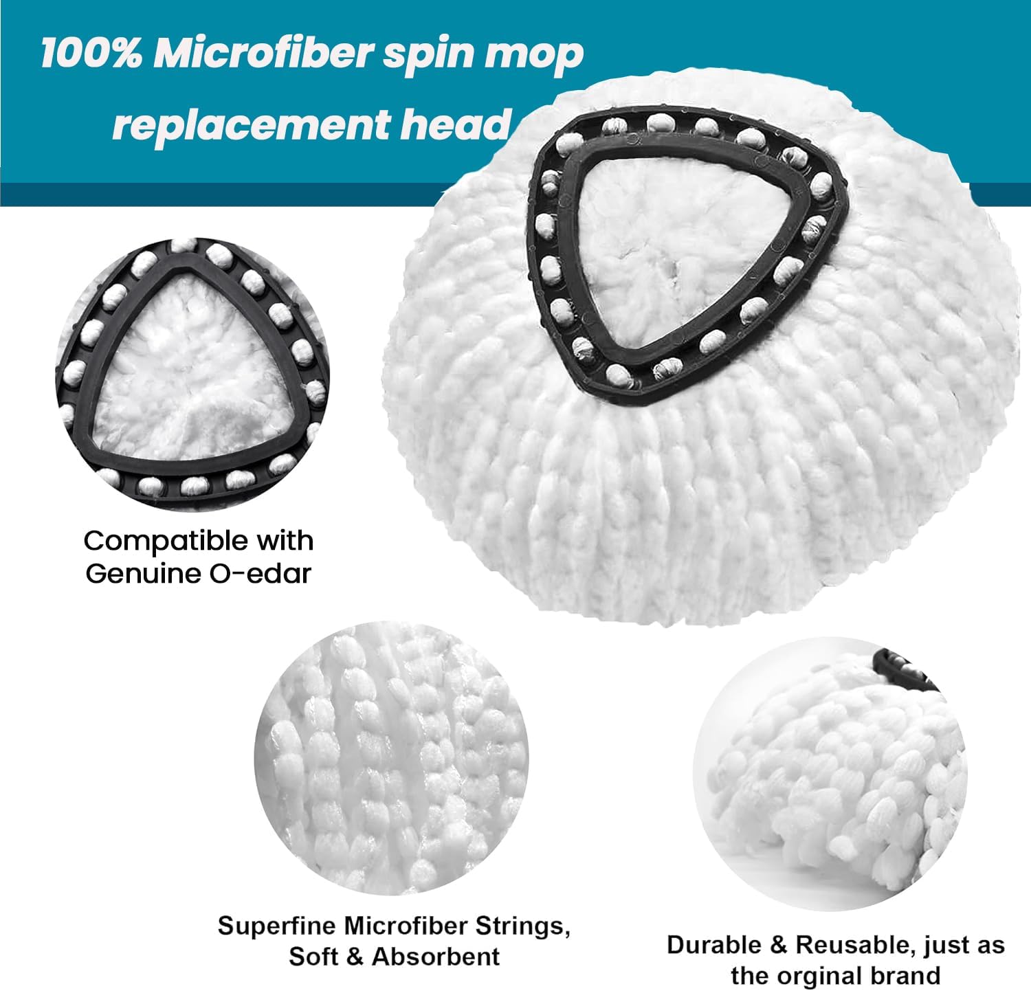 6 Pack Microfiber Mop Head Replacement for Oceda EasyWring 1