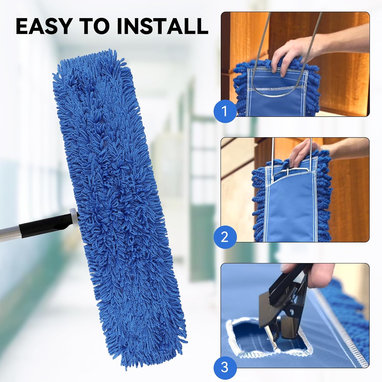 36 Inch Microfiber Dust Mop Head Replacement - 3 Pack