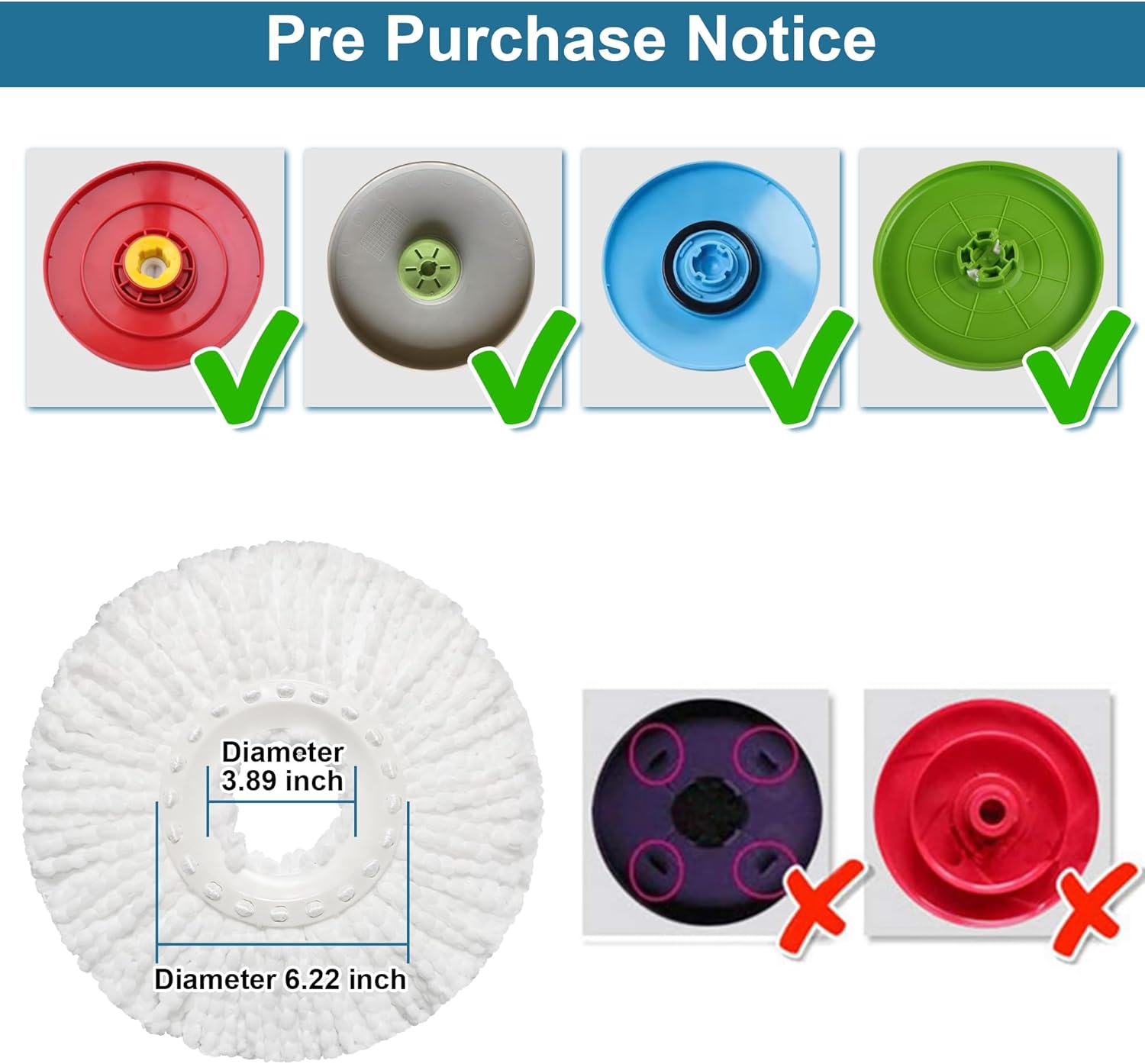6 Pack Mop Head Replacements for RinseWise and FunClean Spin Mops