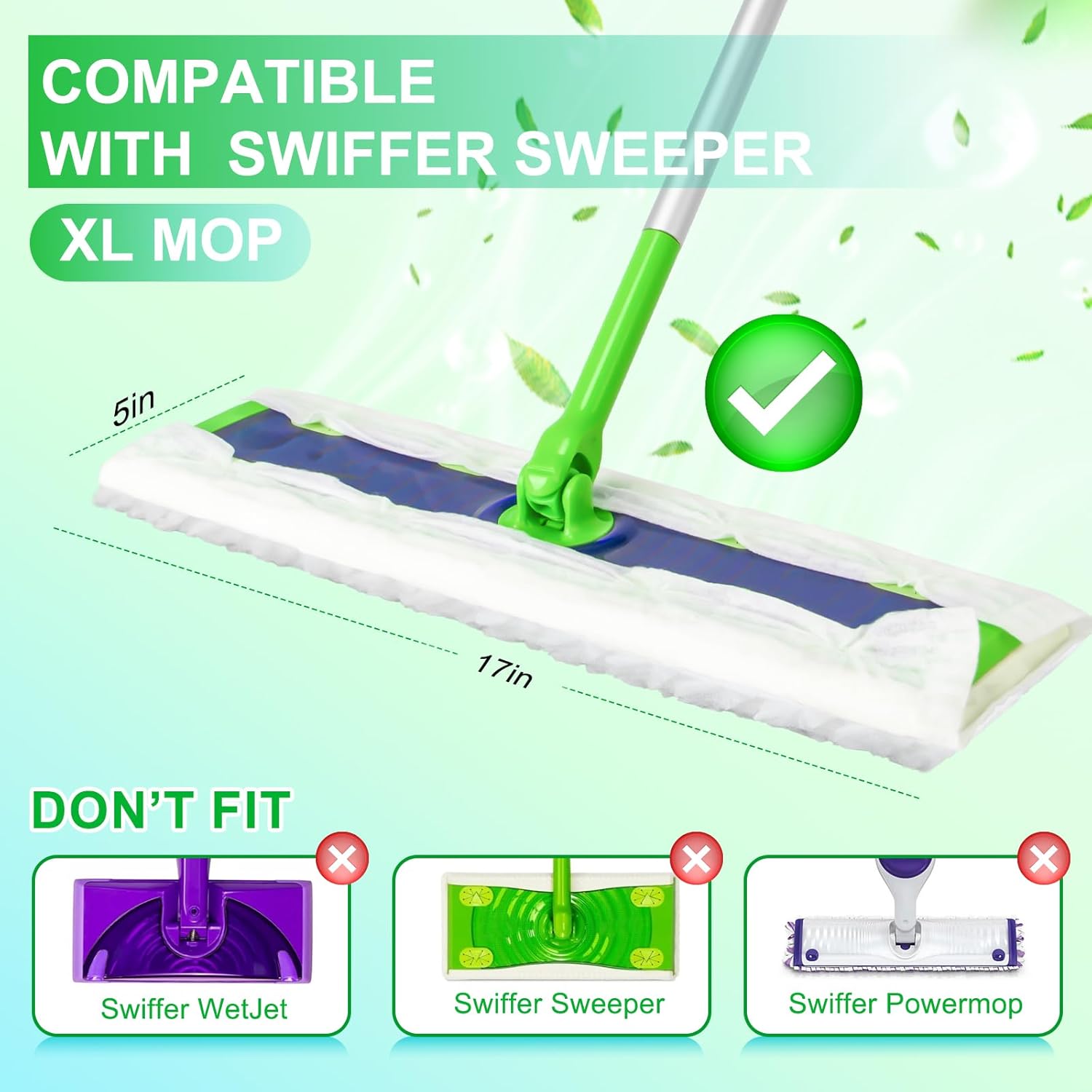SAUAUSUN 40 Count XL Mop Pad Refills for Swiffer XL