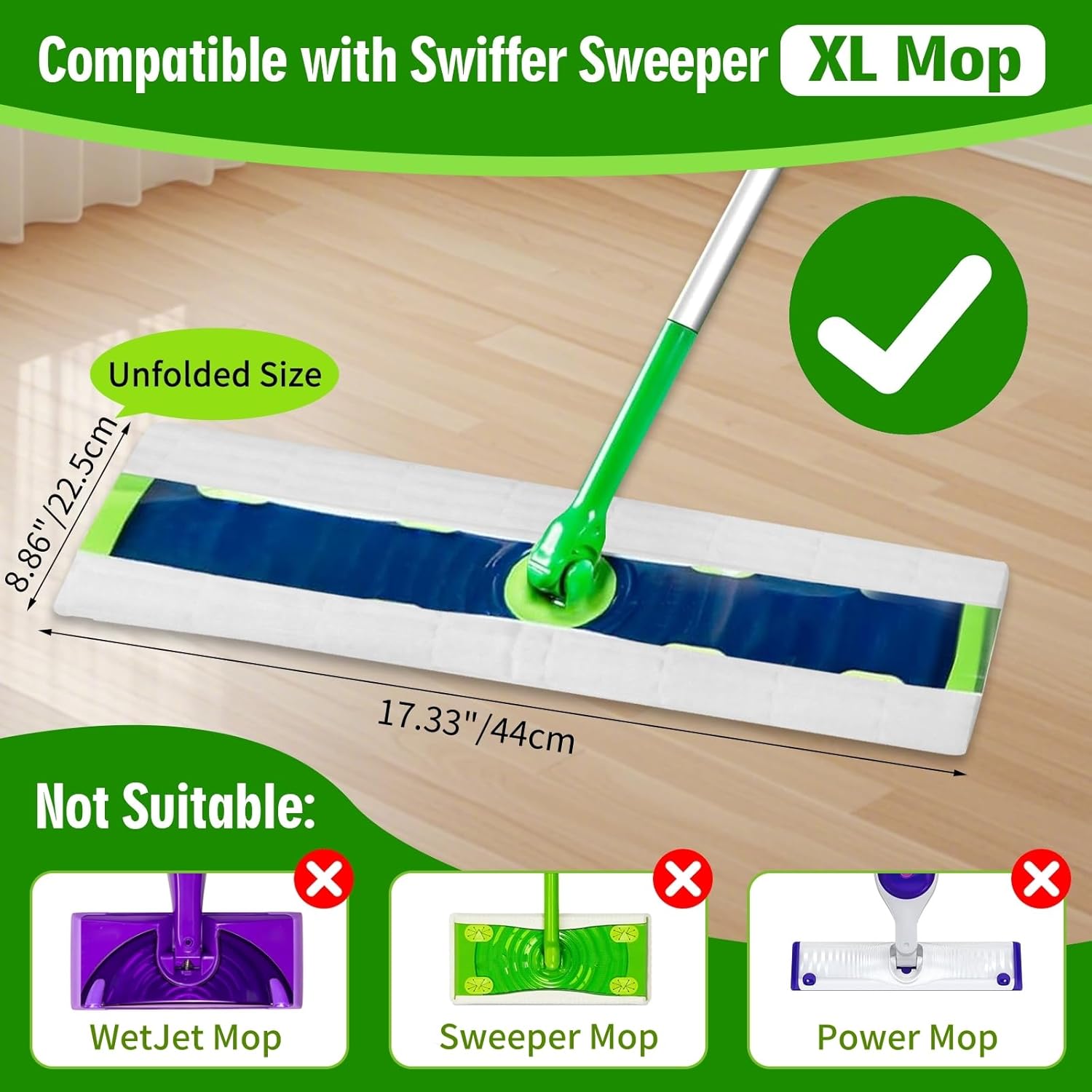 FURCIELOS XL Dry Sweeping Cloths for Swiffer