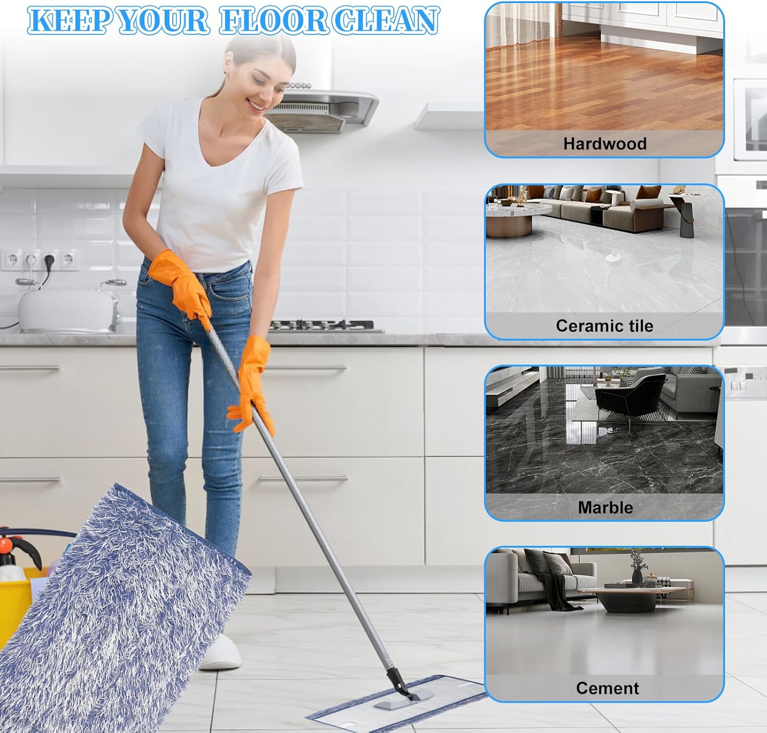 6 Pack Microfiber Mop Pads for Bona - Washable Reusable