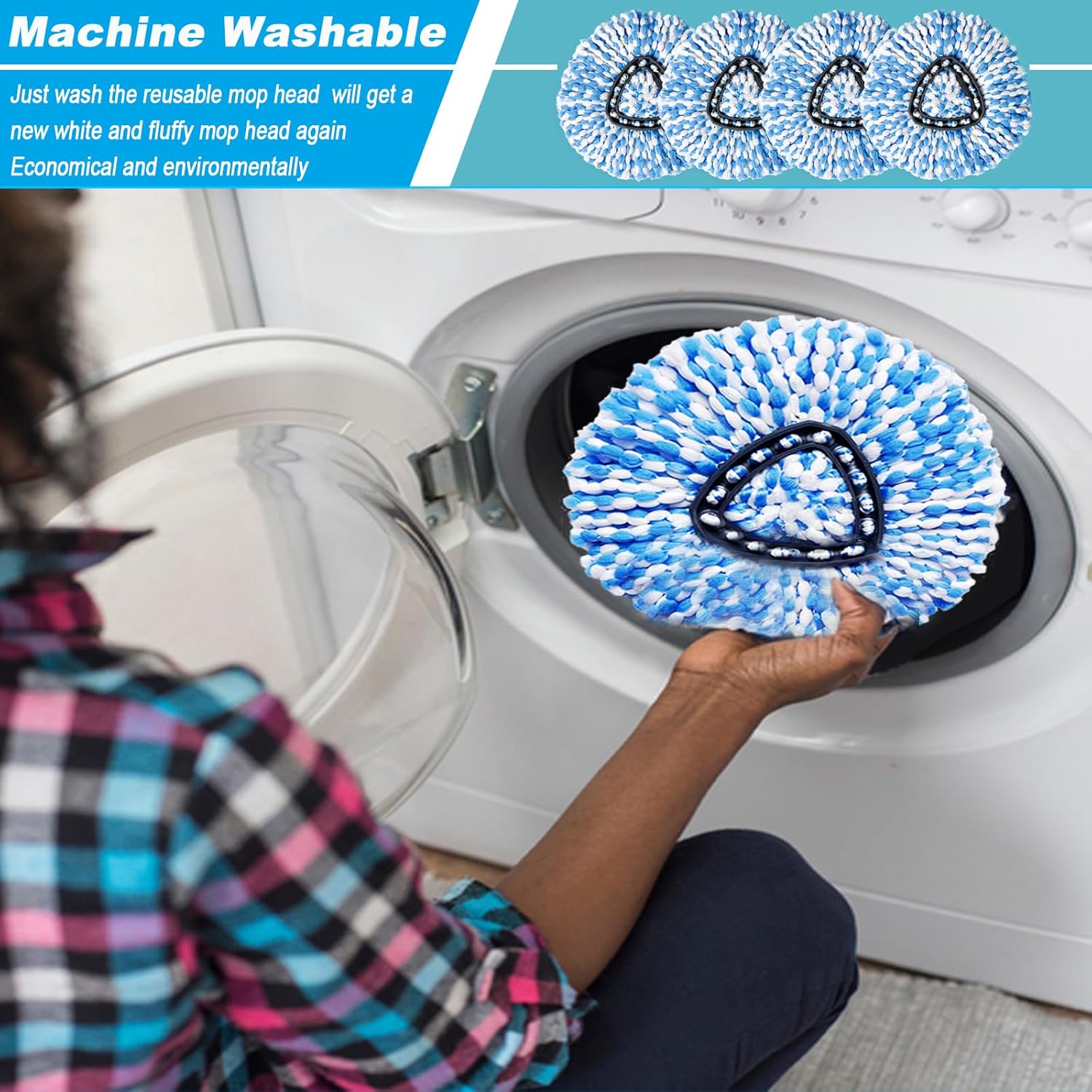12 Pack Spin Mop Replacement Heads for RinseClean 2-Tank System