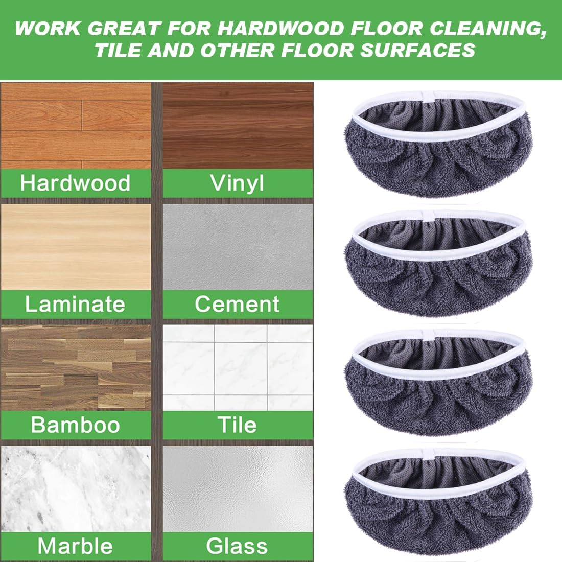 YSYONM Reusable Microfiber Mop Pads 4 Pack for Swiffer Sweeper