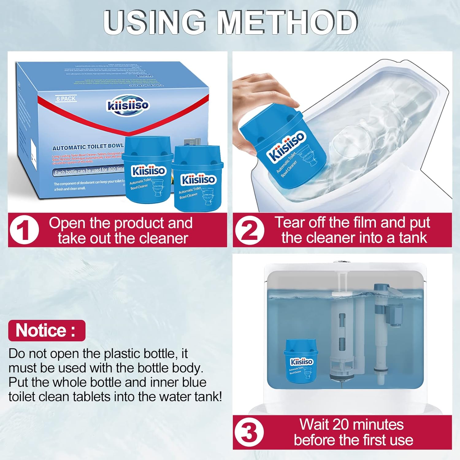 KIISIISO Toilet Cleaner Tablets in Bottle Blue