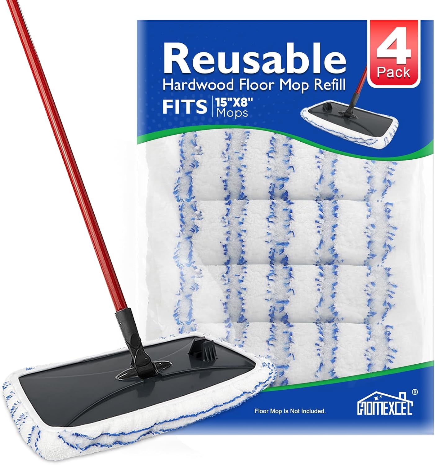 HOMEXCEL Reusable Microfiber Mop Pads 4 Pack