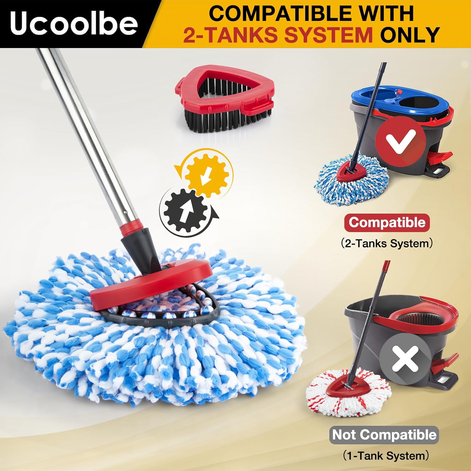 Ucoolbe Spin Mop Replacement Set for O Cedar RinseClean 2 Tanks