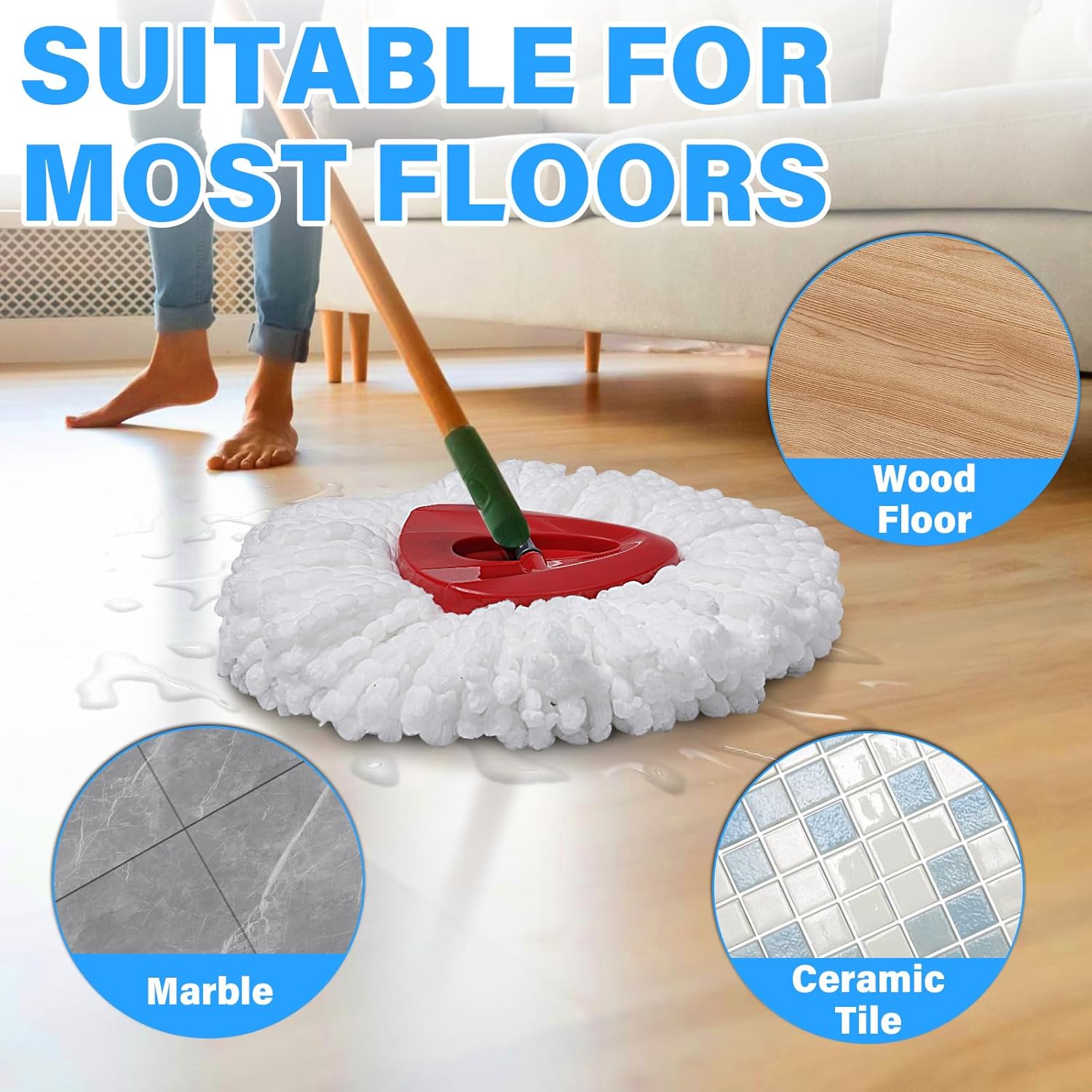 TATAANTY Spin Mop Replacement Head 9-Pack