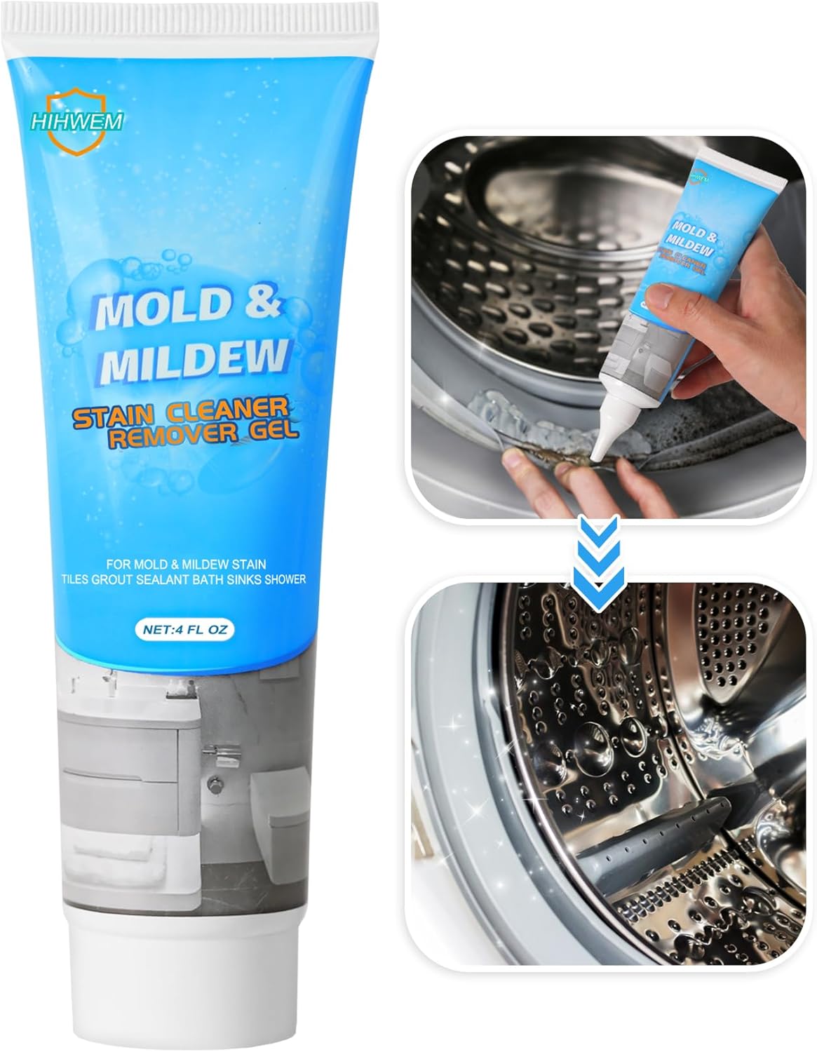 HIHWEM Mold Remover Gel for Bathrooms and Washing Machines
