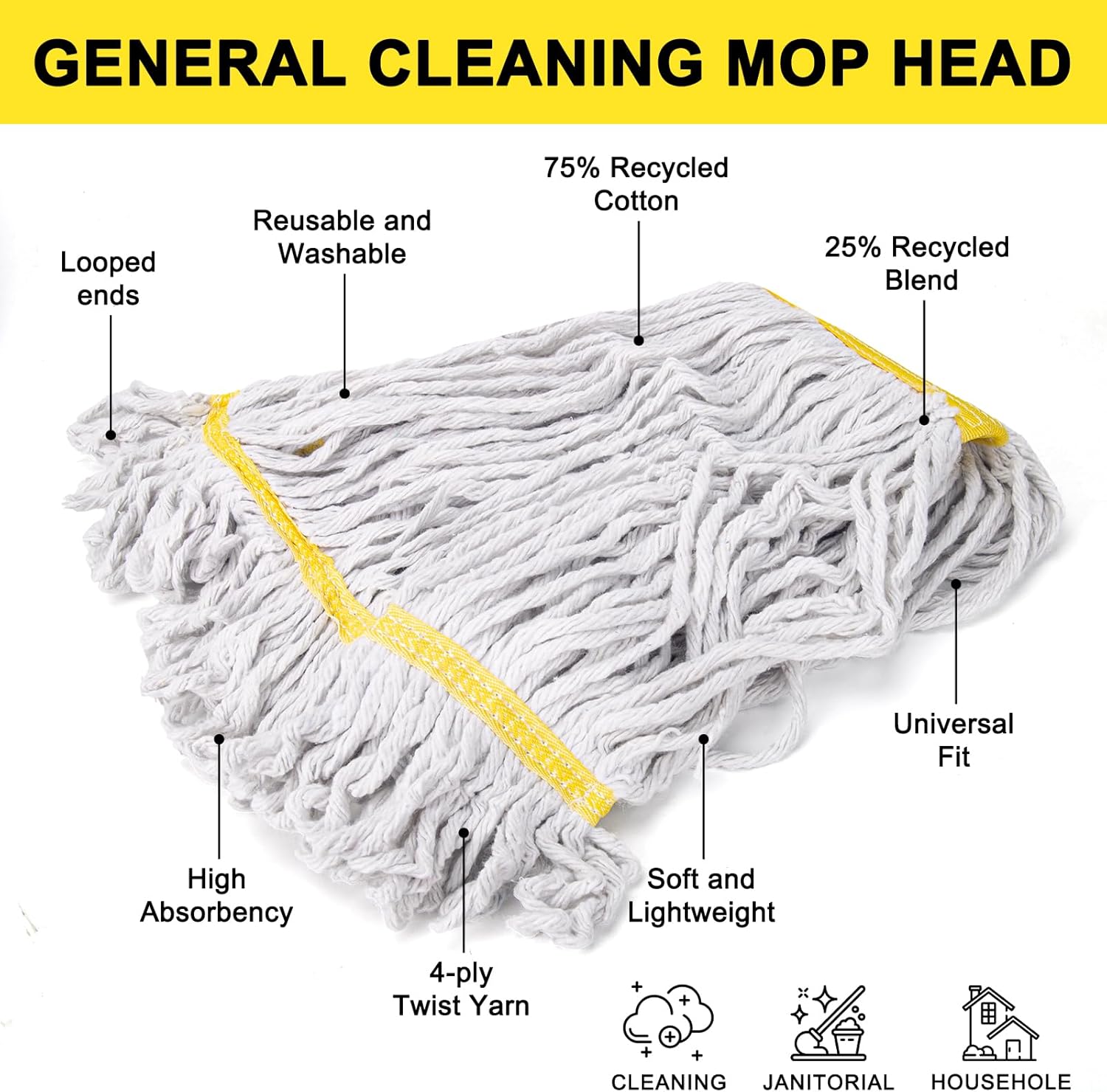 KeFanta 3 Pack Heavy Duty Cotton Mop Head Refill