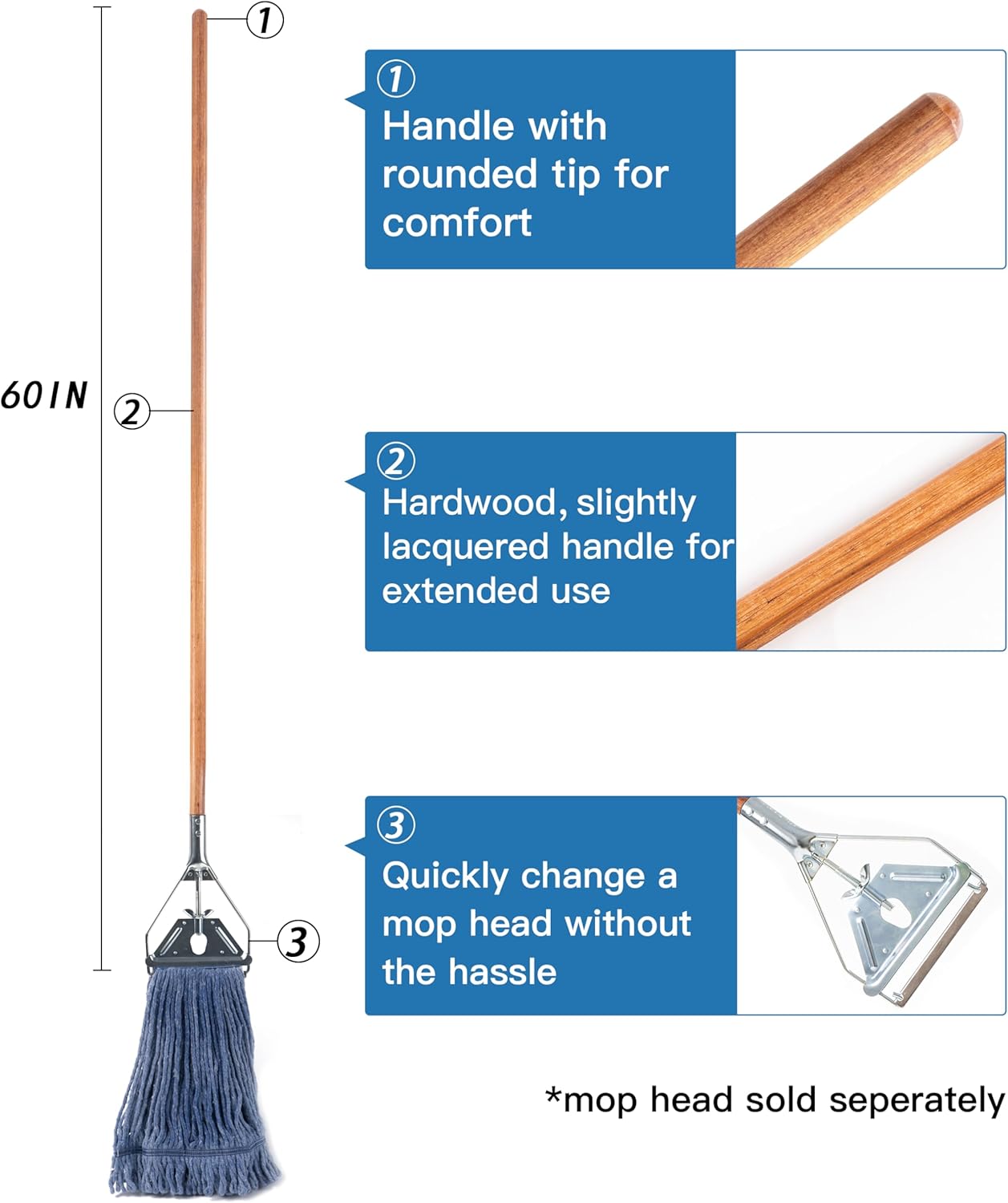 L Luke Supply Matthew 60 Wood Mop Handle 6Pack
