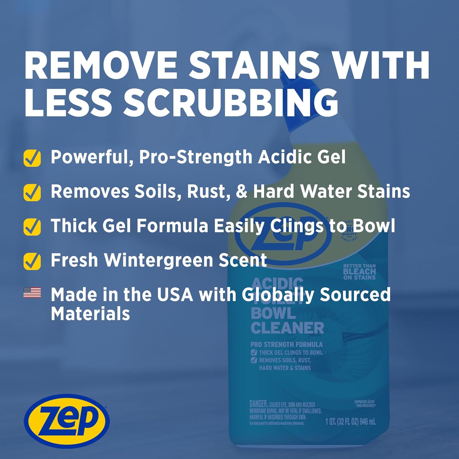 Zep Acidic Toilet Bowl Cleaner 32 oz Case of 4