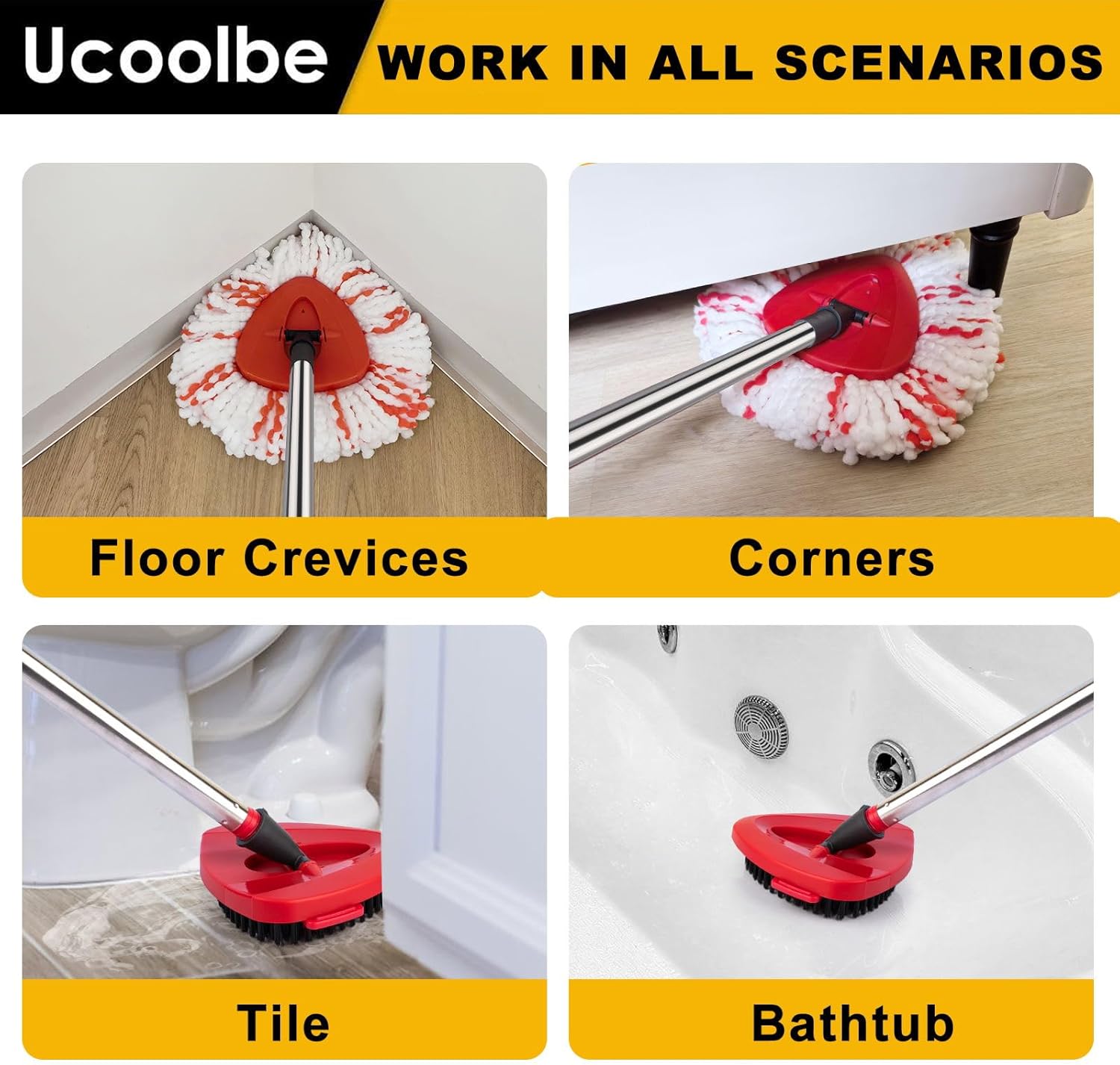 Ucoolbe Spin Mop Replacement Set for O Cedar 1 Tank EasyWring