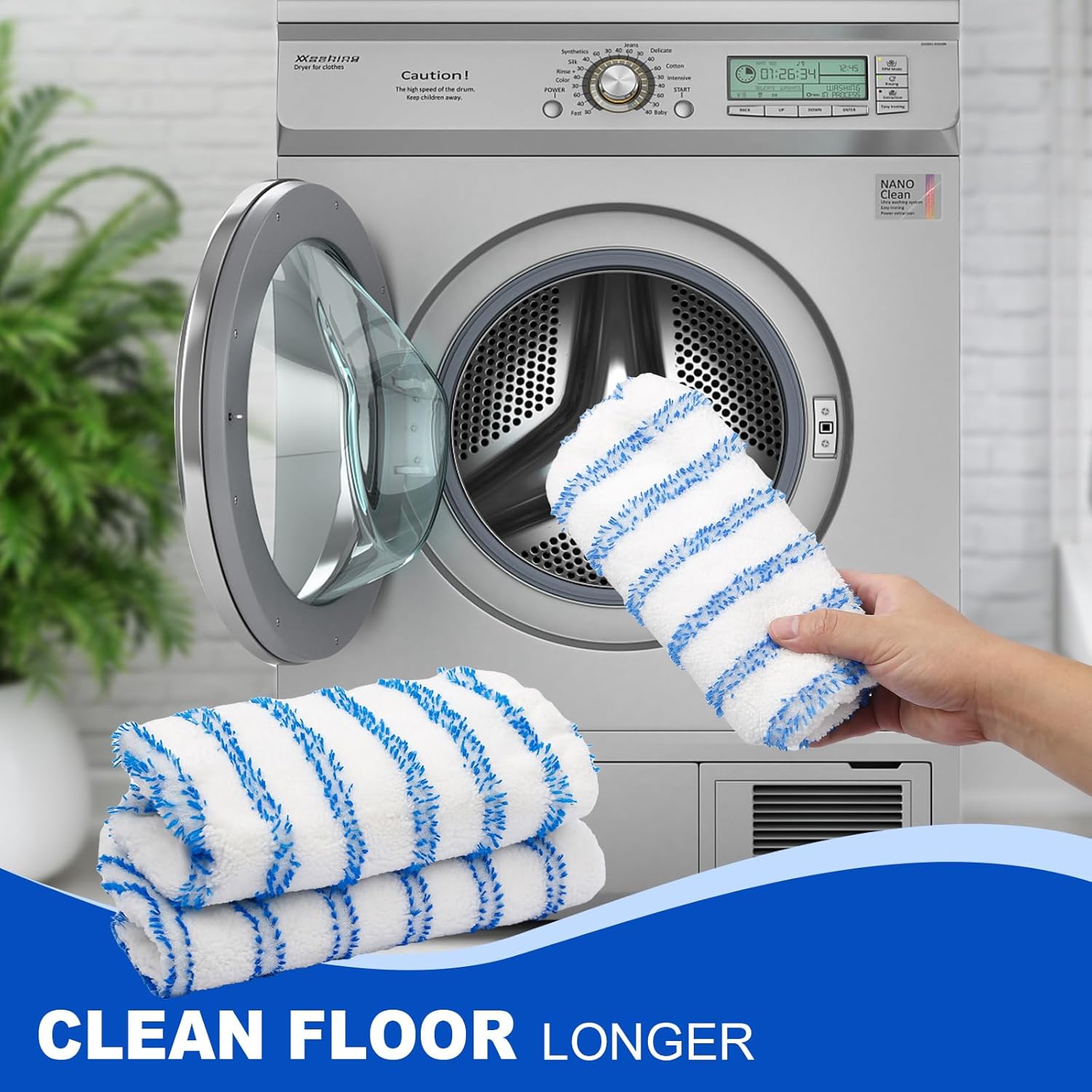 kCarpoly 4 Pack Reusable Mop Pads for 15x8 Inch Mops 1