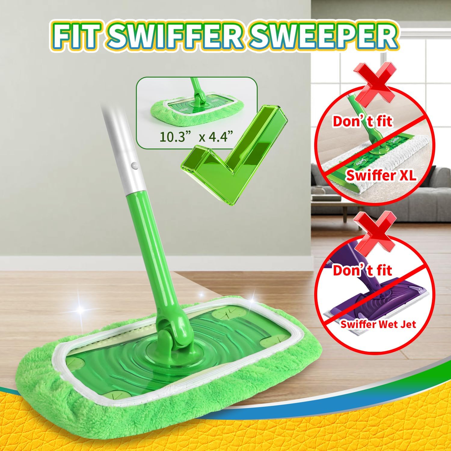 Zehrai Reusable Chenille Swiffer Mop Pads 5 Pack