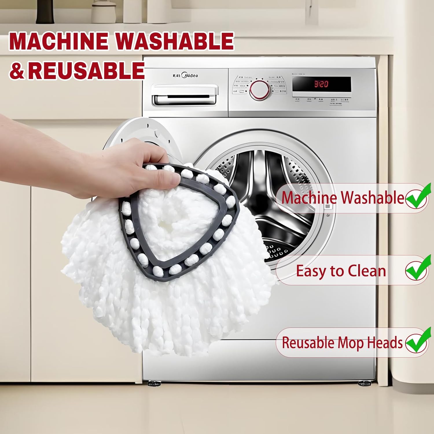 SUOSEC Spin Mop Replacement Heads 6Pack - Machine Washable Easy to Replace