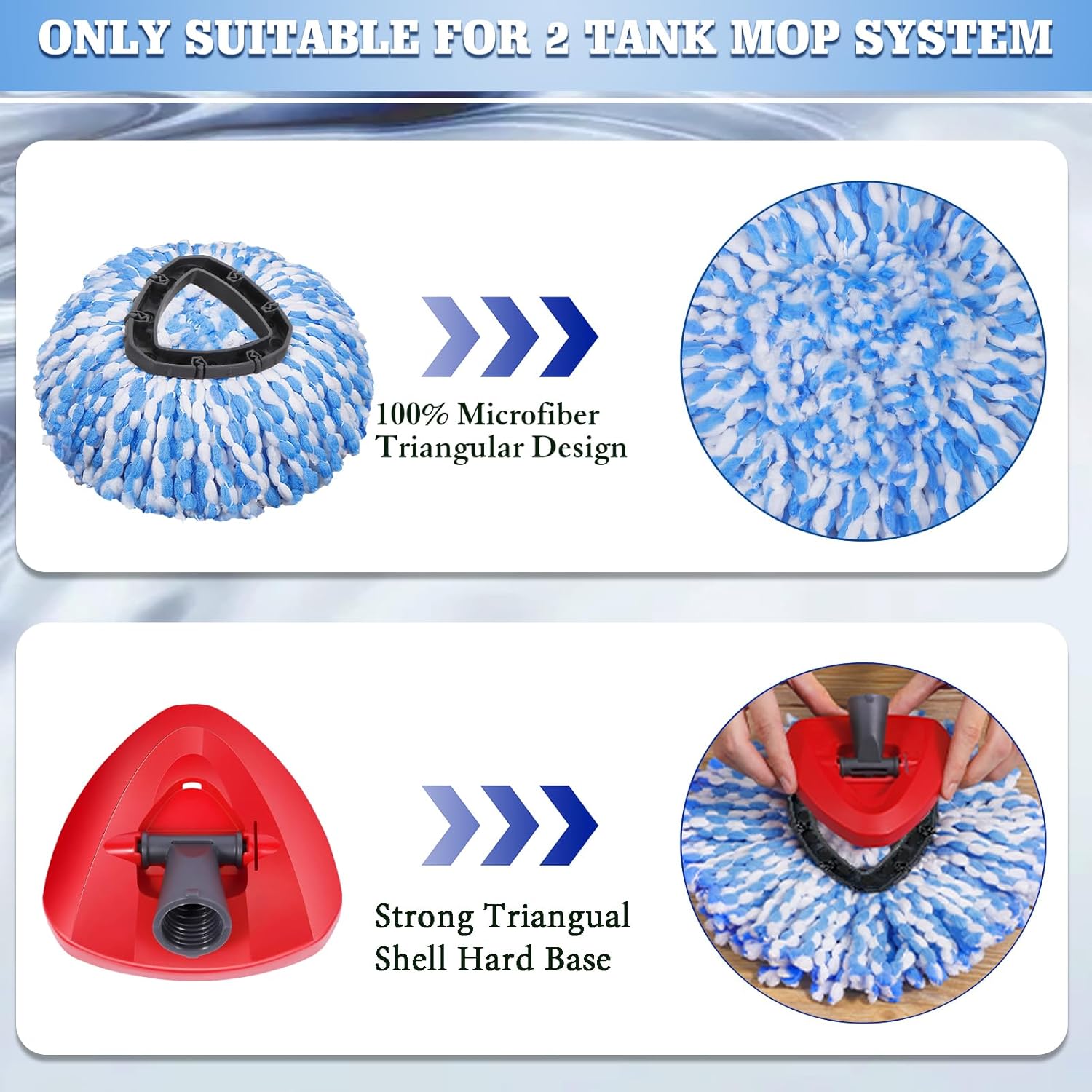 6 Pack Mop Replacement Heads for Oceda RinseClean 2-Tank System