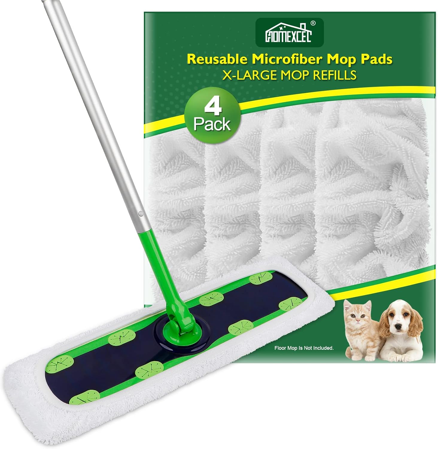 HOMEXCEL Reusable Microfiber Mop Pads - X-Large for Swiffer XL Sweeper