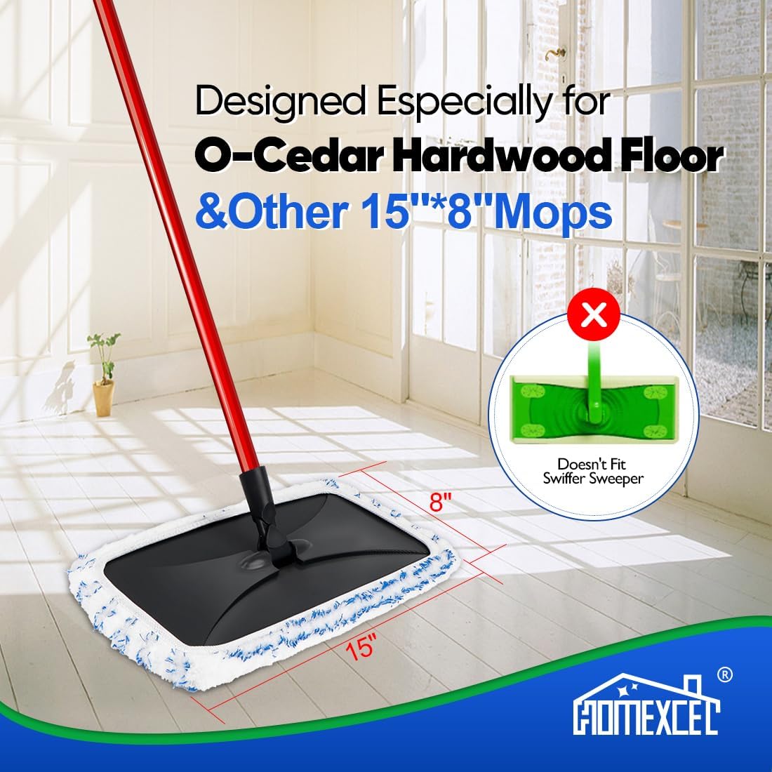 HOMEXCEL Reusable Microfiber Mop Pads 4 Pack