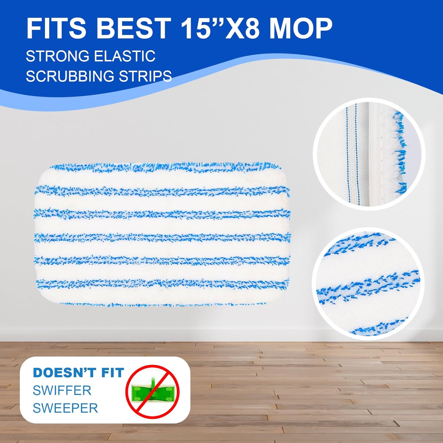kCarpoly 4 Pack Reusable Mop Pads for 15x8 Inch Mops 1