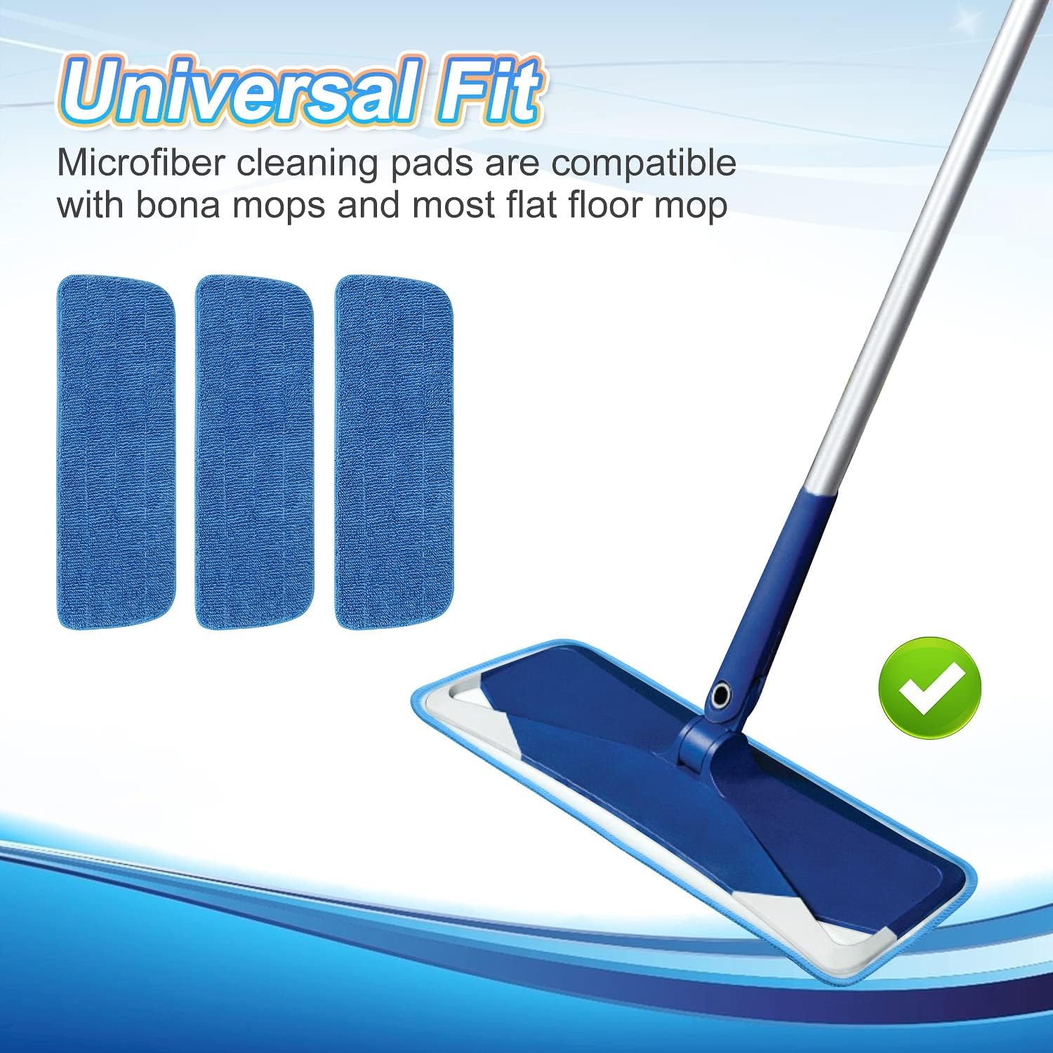 3 Pack Microfiber Mop Pads for Wet Dry Mop Replacement