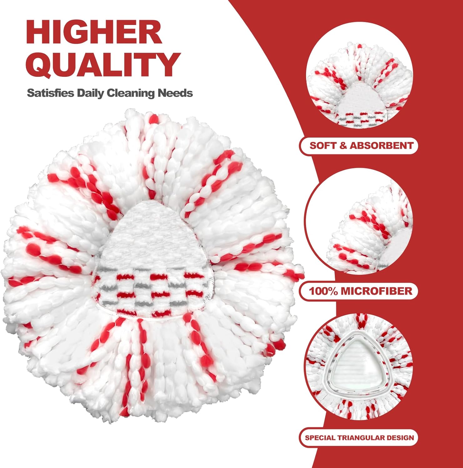 Spin Mop Head Replacement 3 Pack for EasyWring 1-Tank System