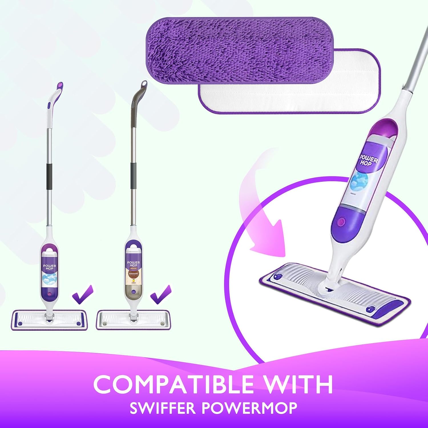 Yicotira Reusable Power Mop Refill Pads 3 Pack