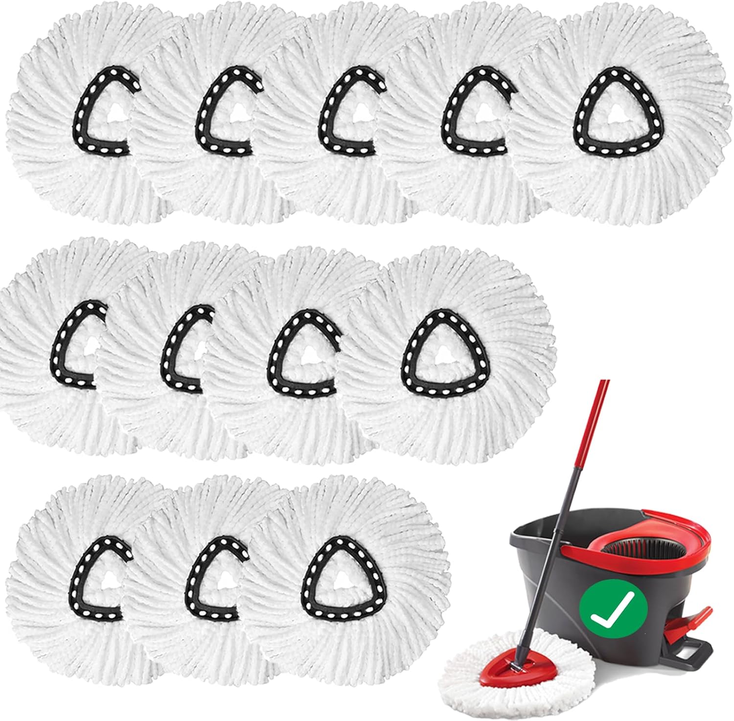 12 PCS Spin Mop Replacement Heads Microfiber Compatible with Cedar Mop