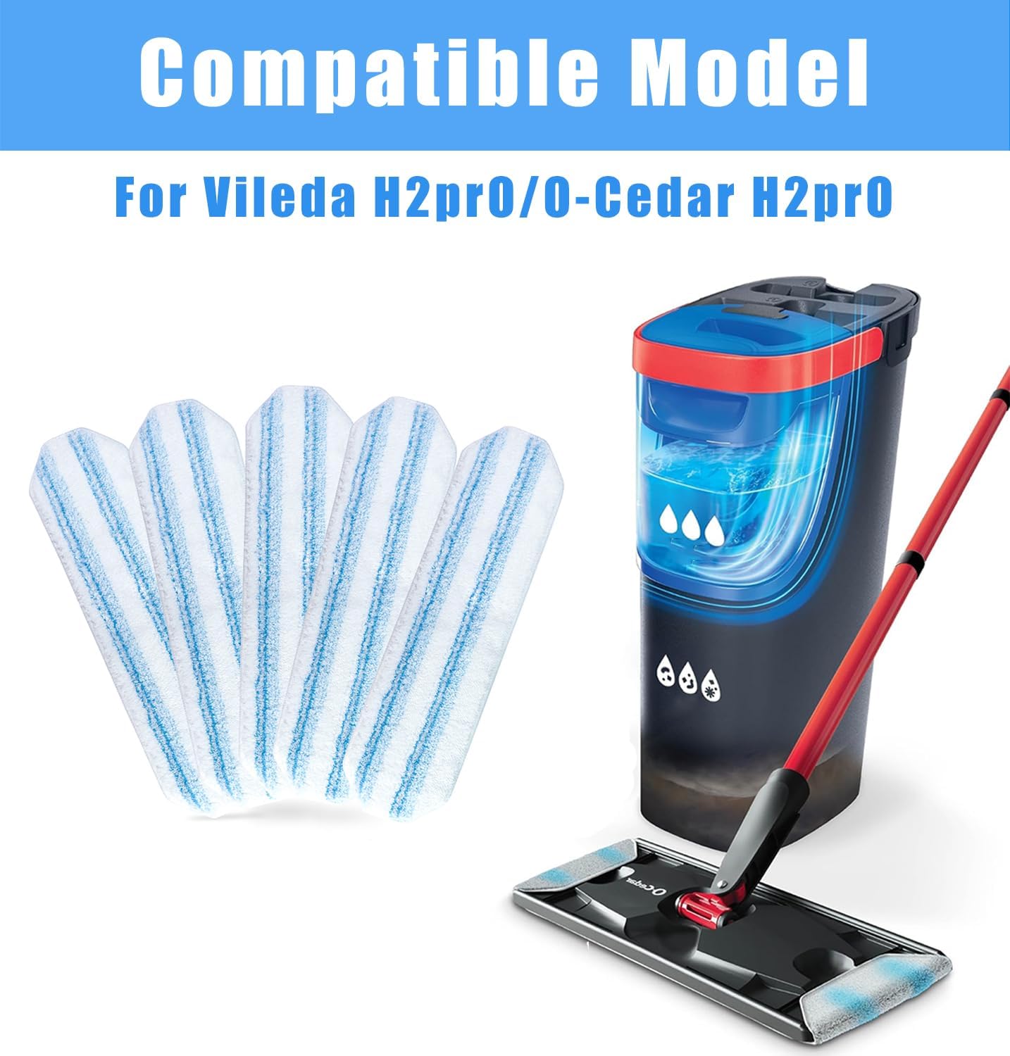 5Pcs Microfiber Replacement Rags for H2Pro Mop System