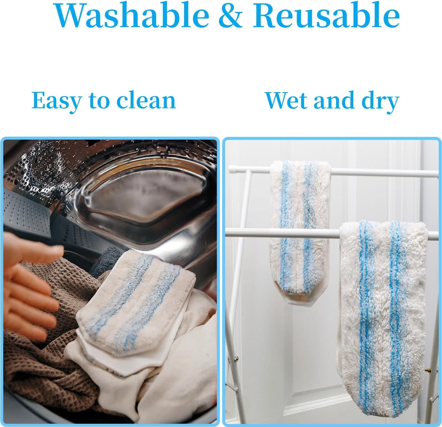 KVLZ Microfiber Mop Pads 6-Pack - Fits H2prO Mops