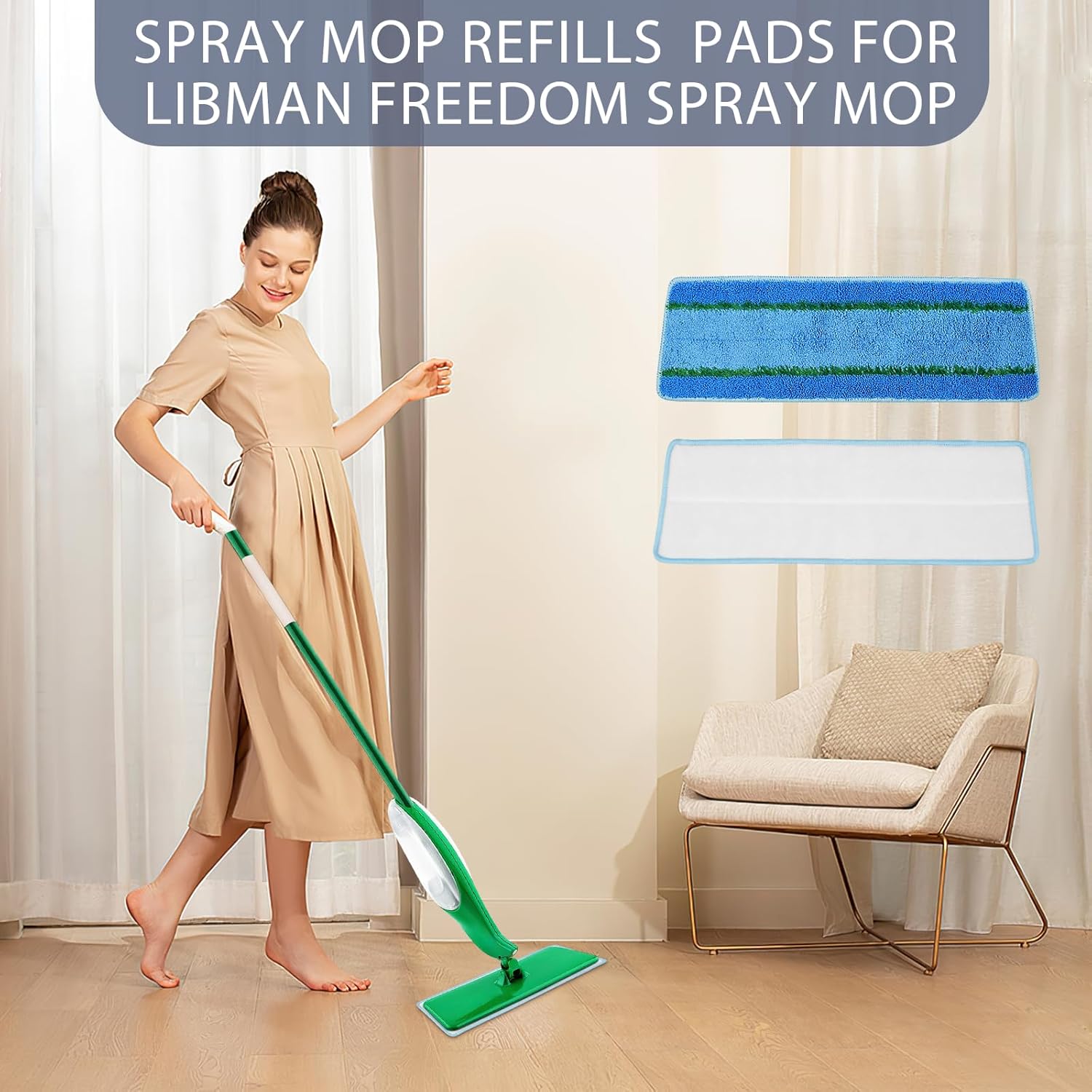 6 Pack NIXOOT Microfiber Spray Mop Refill Pads with Laundry Bag