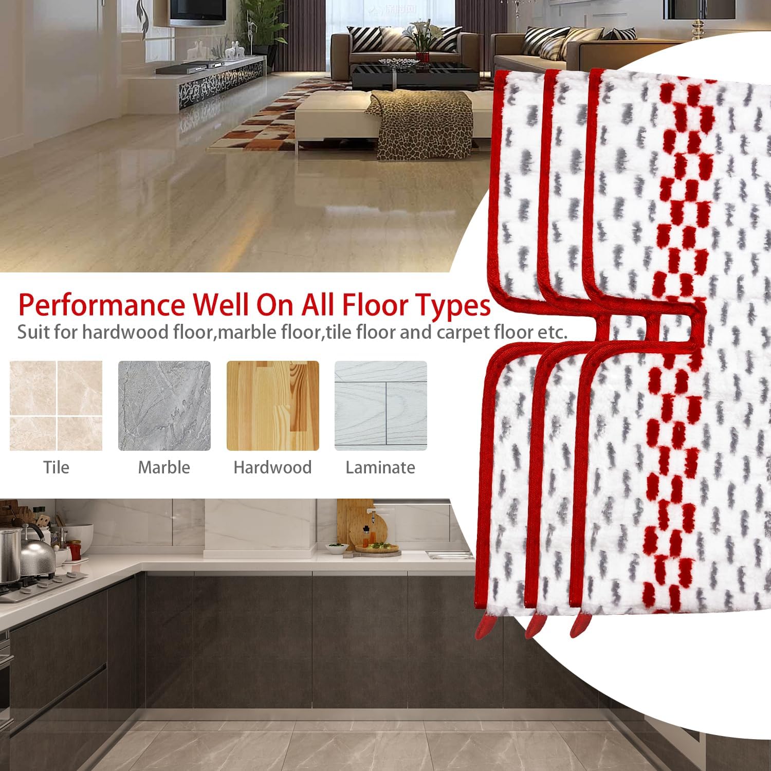 JIUMEE Microfiber Spray Mop Pads for Oceda ProMist MAX Reusable