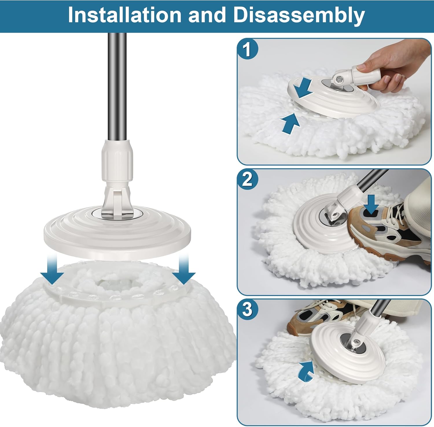 6 Pack Mop Head Replacements for RinseWise and FunClean Spin Mops