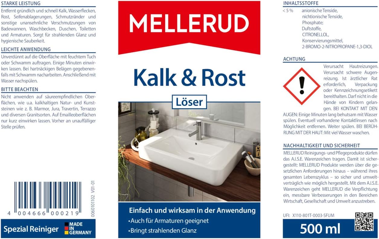 Mellerud Lime Scale and Rust Remover 500ml