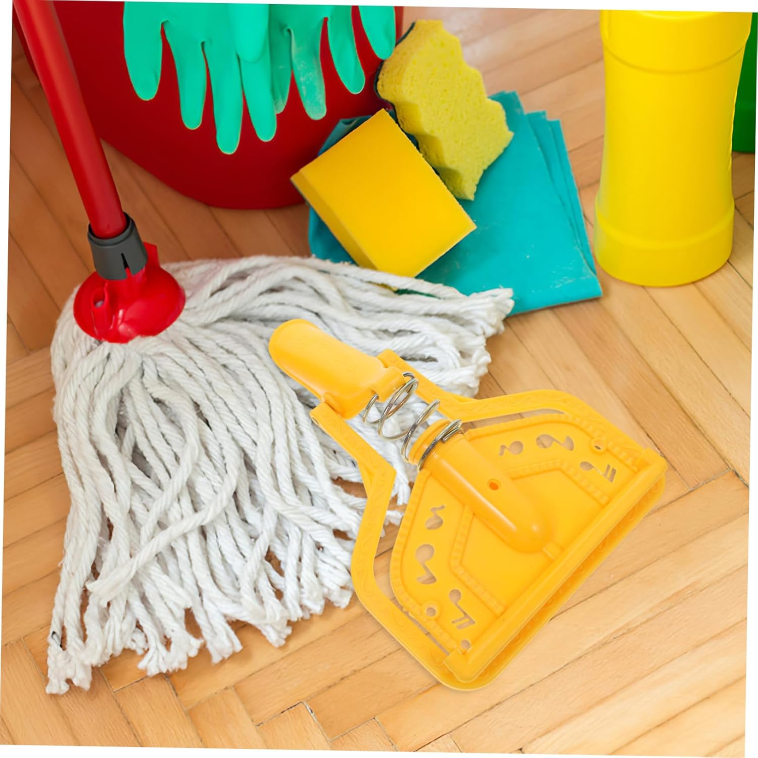 Minkissy Mop Head Connector with Secure Threaded Clip