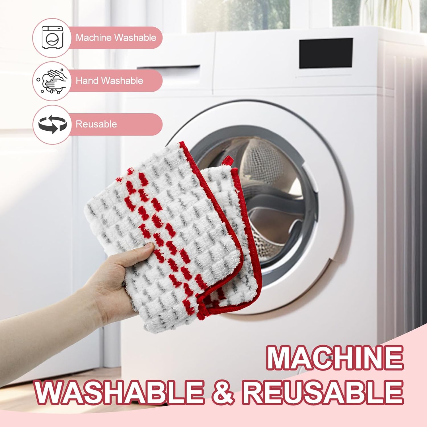 DLAIMI Spray Mop Pads - Reusable 6 Pack Red for Oceda ProMist MAX