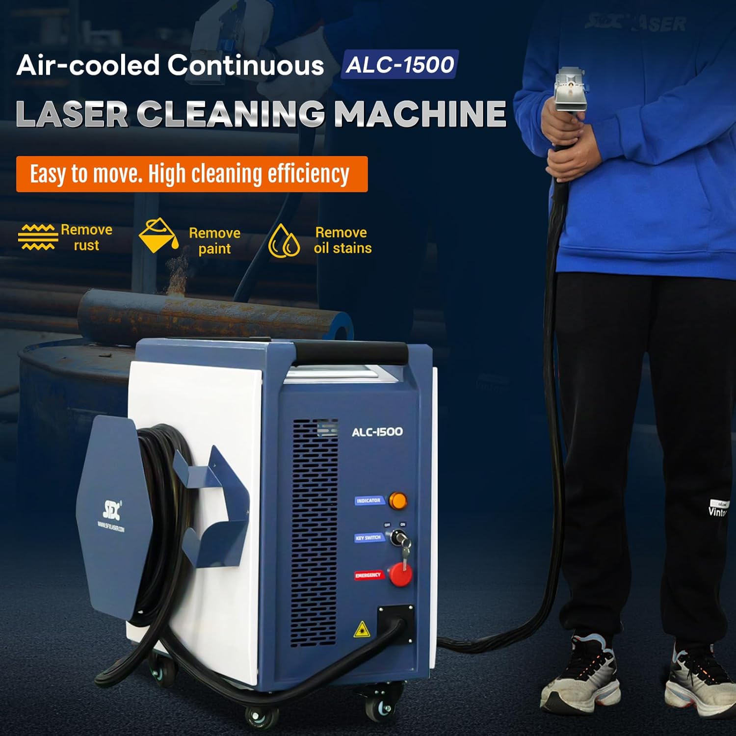 ZAC 1500W Air-Cooled Laser Cleaner Portable Class 1