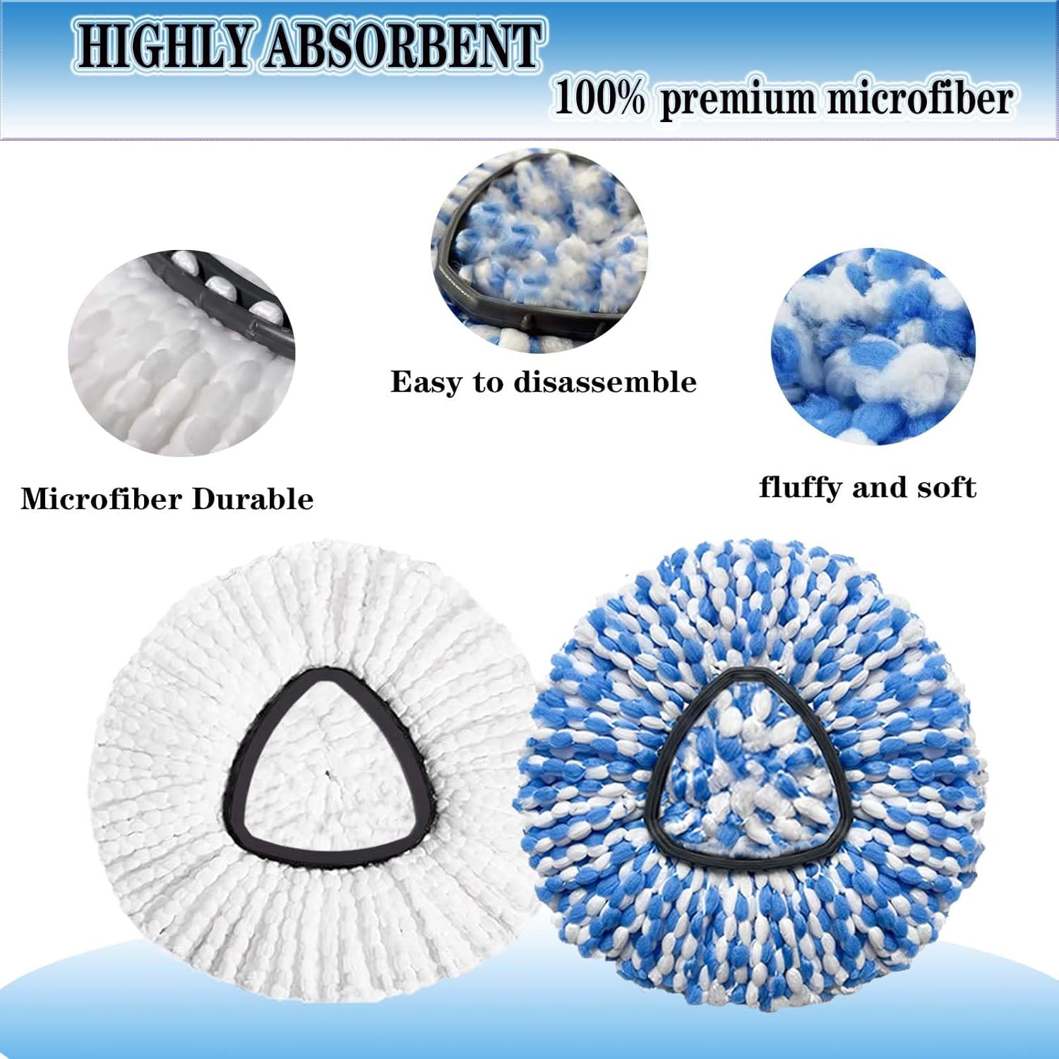 Fazlynyi 4 Pack Microfiber Mop Heads for O-Ceda Mop