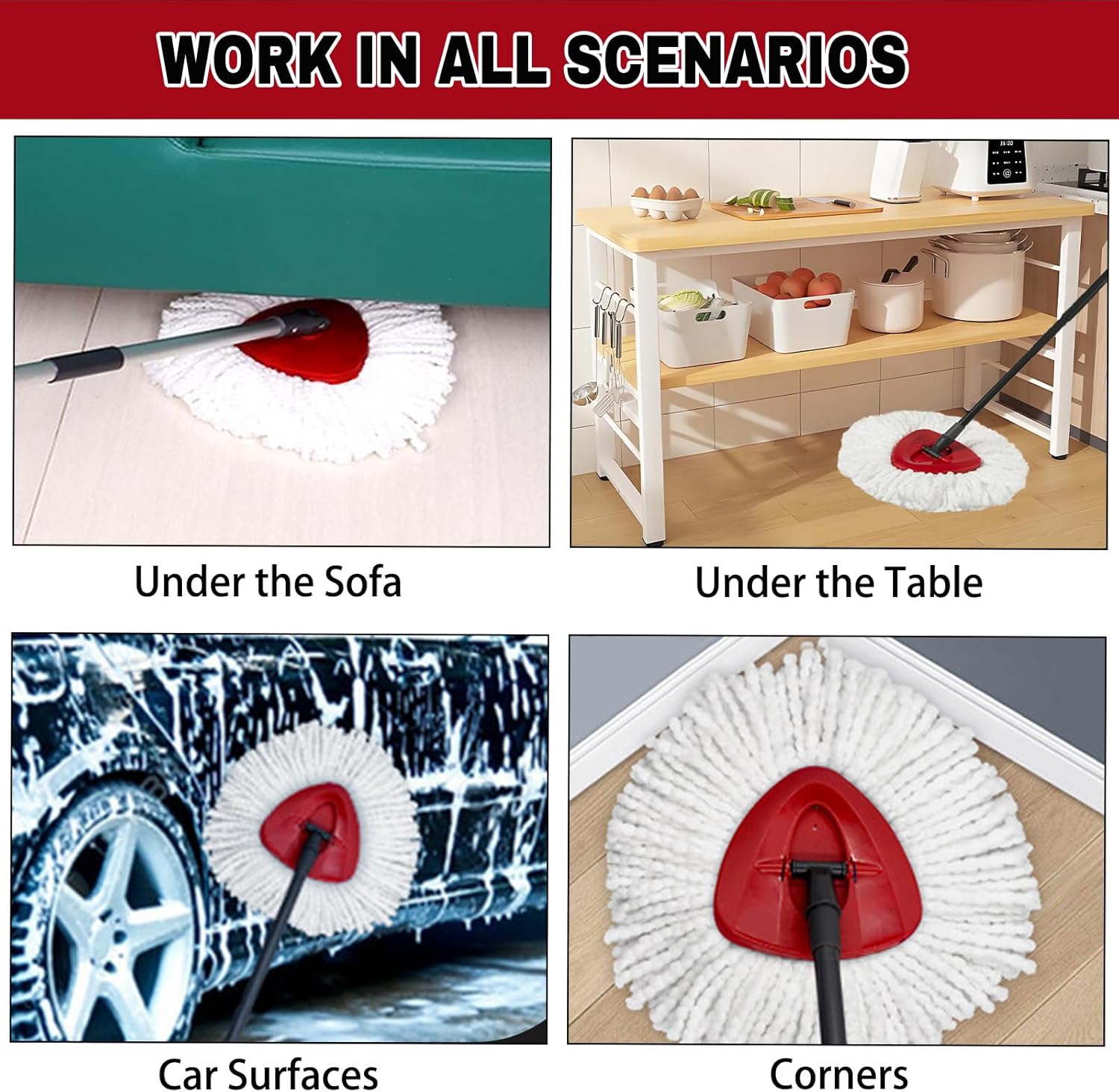 SUOSEC Spin Mop Replacement Heads 6Pack - Machine Washable Easy to Replace