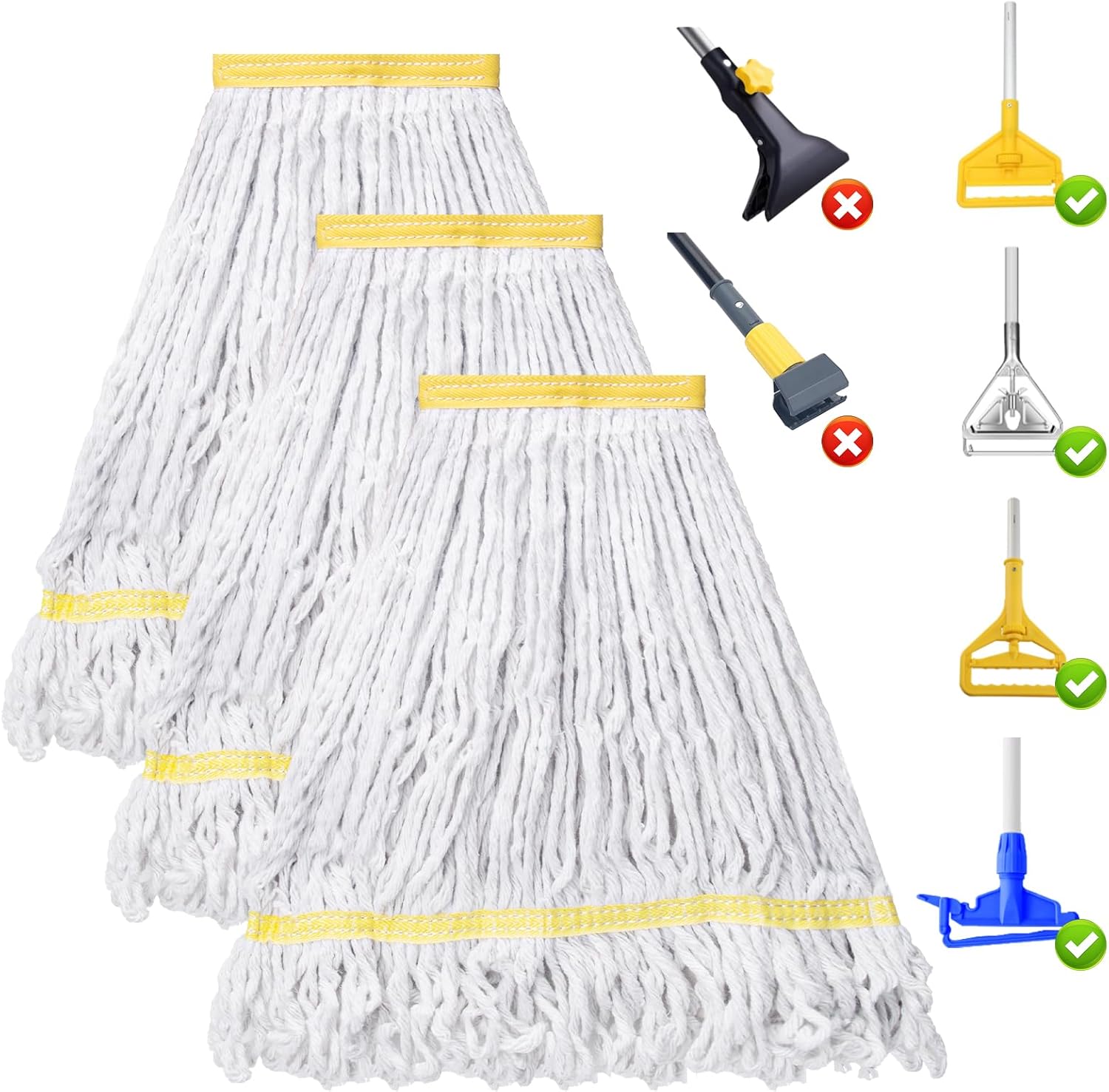 KeFanta 3 Pack Heavy Duty Cotton Mop Head Refill
