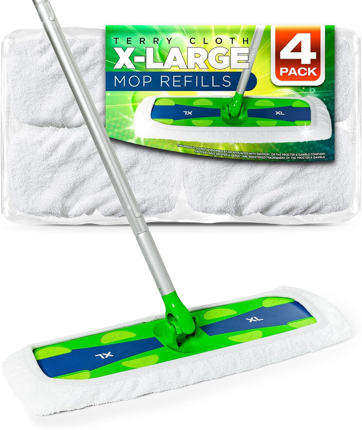 VanDuck Extra Large Cotton Mop Pads - 4-Pack for Swiffer XL Mop