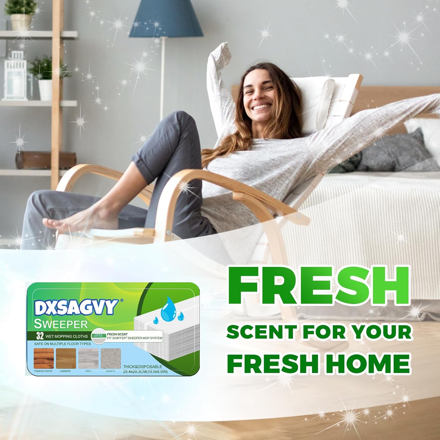 DXSAGVY Upgraded Wet Mop Pads 64 Count Refill