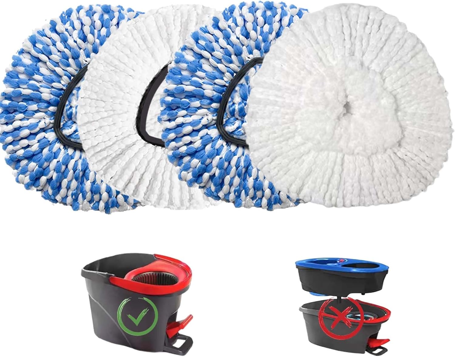 Fazlynyi 4 Pack Microfiber Mop Heads for O-Ceda Mop