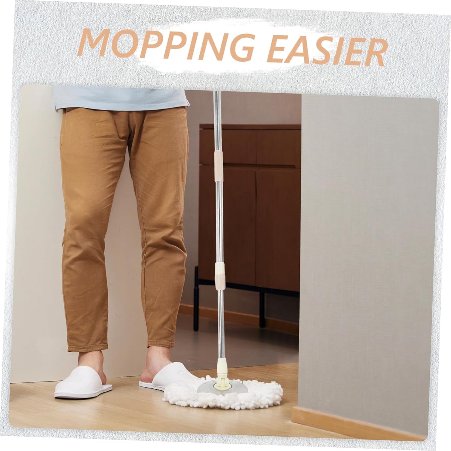 FRCOLOR Rotating Mop Handle Replacement Khaki Stick 1
