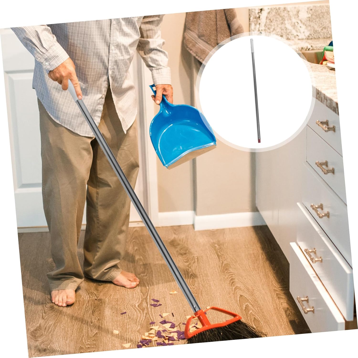 Minkissy Broom Rod Handle Grip with Two Handles