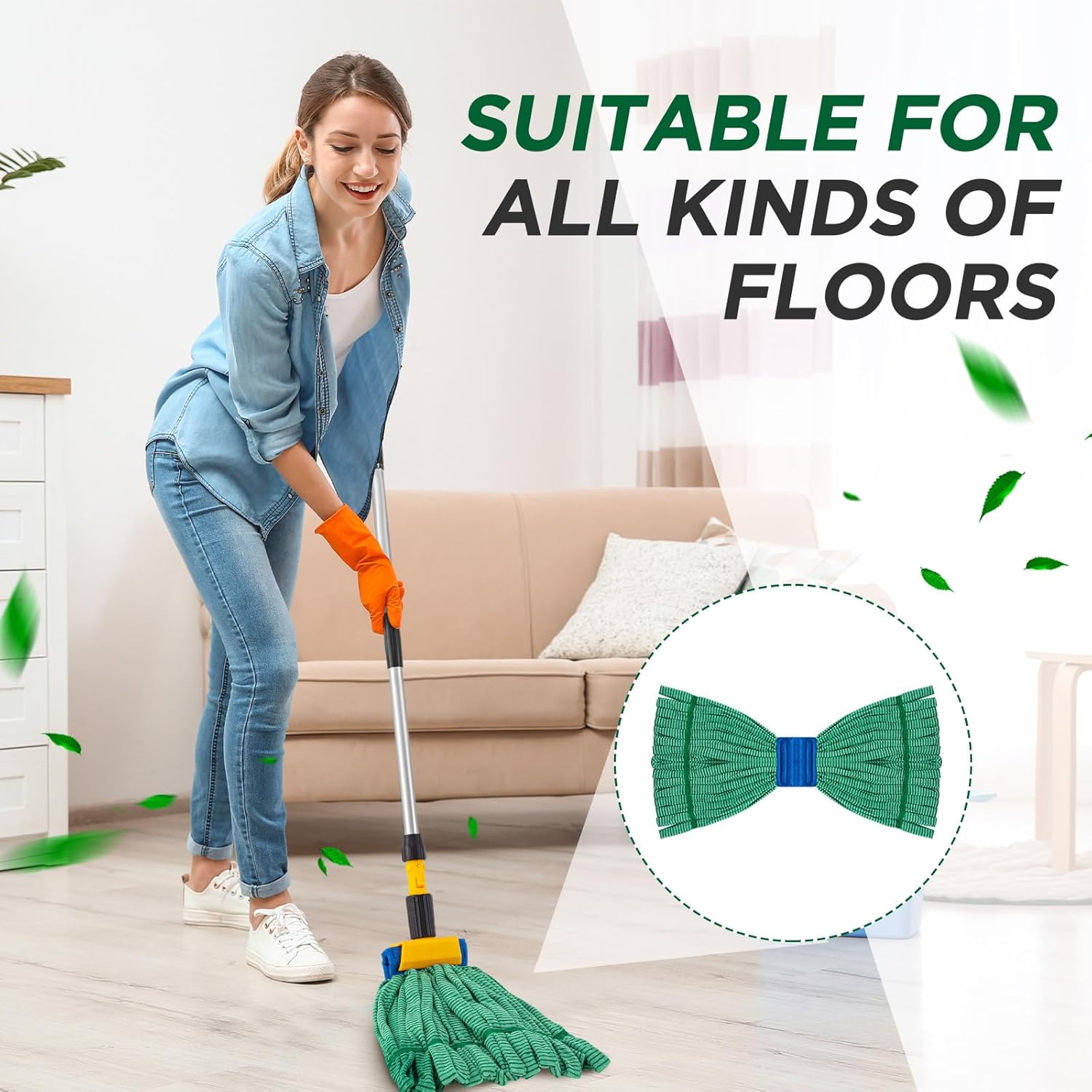 Hushee 6 Pack Heavy Duty Microfiber Tube Mop Heads
