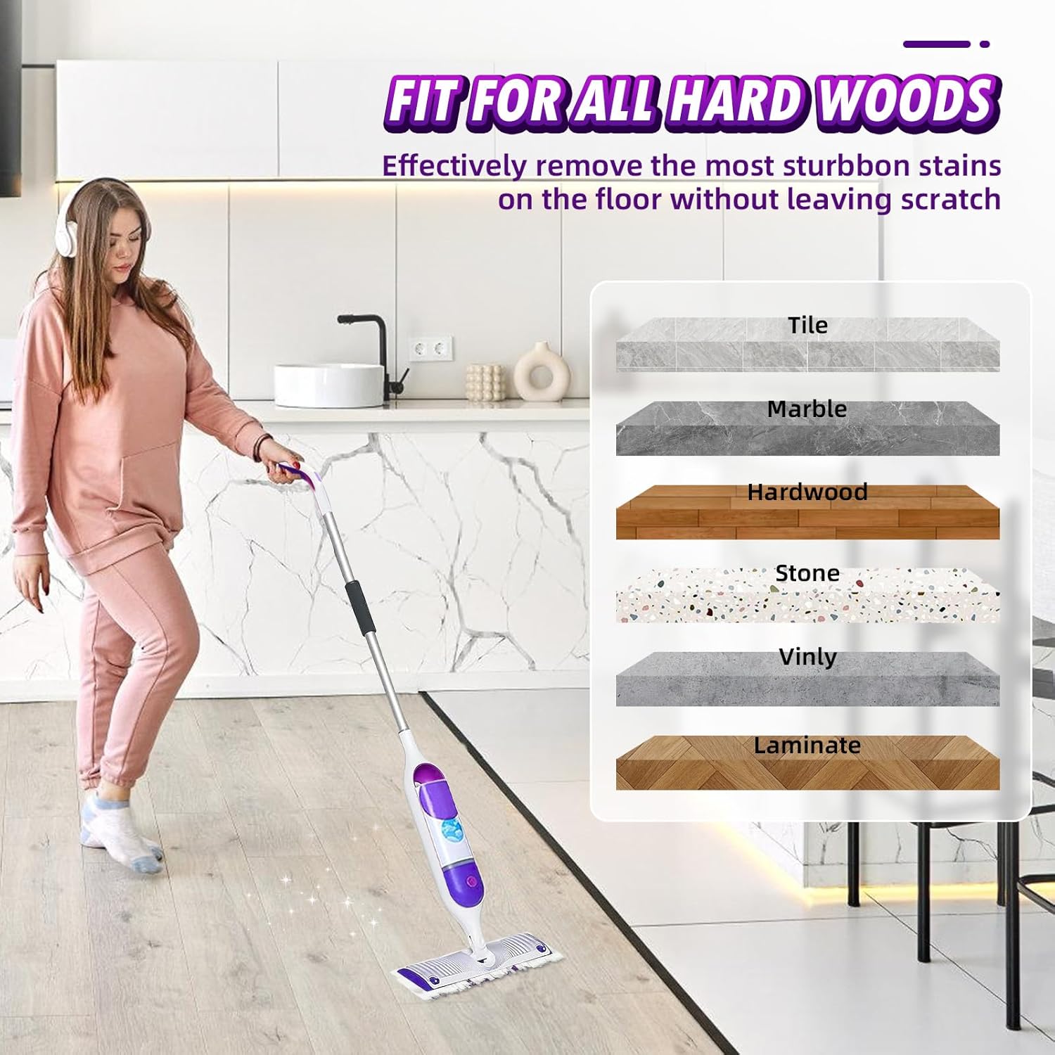 DrFlito 24 Count Swiffer Power Mop Refills - Multi-Surface Clean Unscented