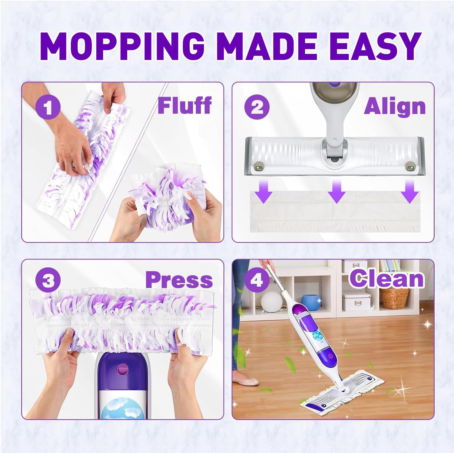 20 Pack Swiffer Power Mop Pad Refills - Multi-Surface Hardwood Compatible