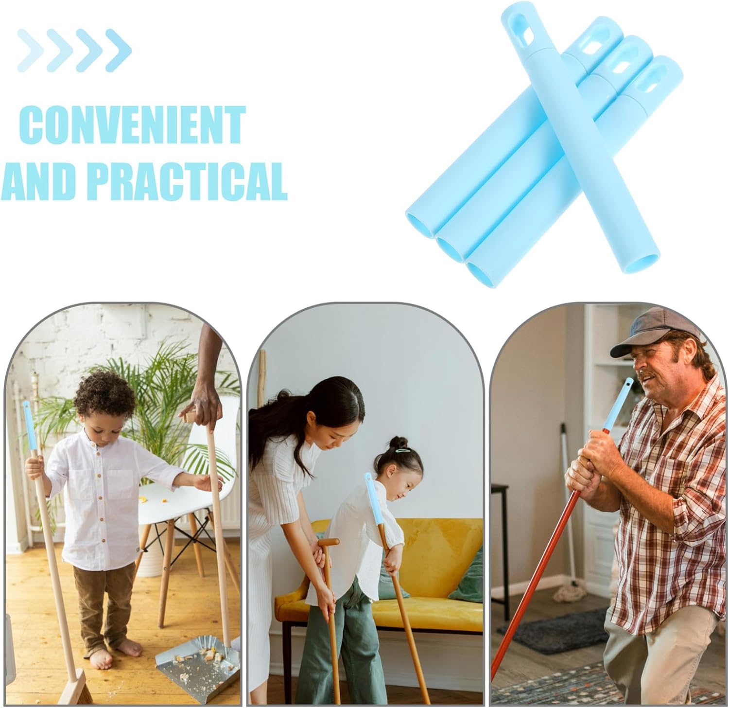 4Pcs Durable Nonslip Mop Handle Caps for Broom Rods