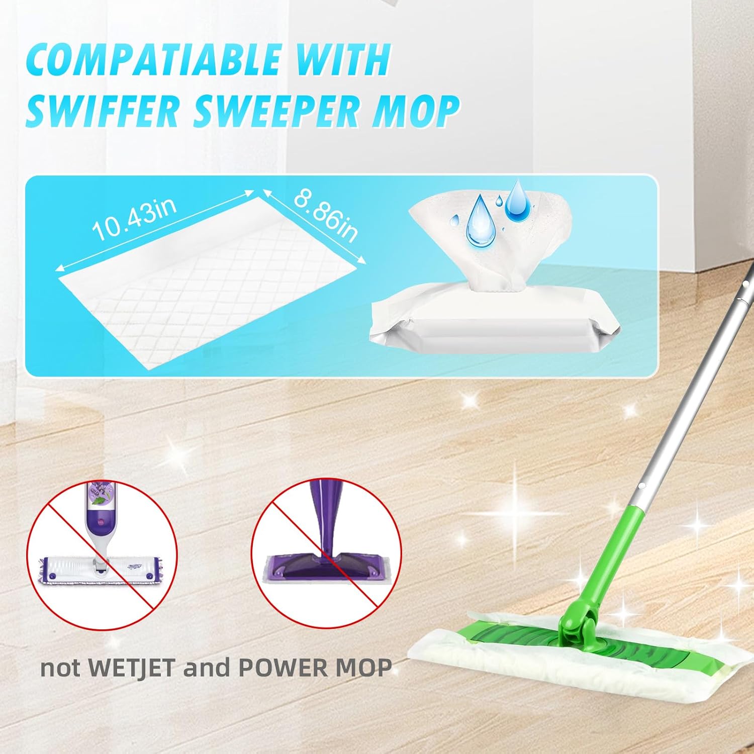 Bisenkud 24 Count Unscented Wet Mop Refills for Swiffer 1
